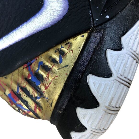 CUSTOM 2019 Nike Kyrie 6 GS 'Jet Black' Gold Black Size 5 - Picture 6 of 16